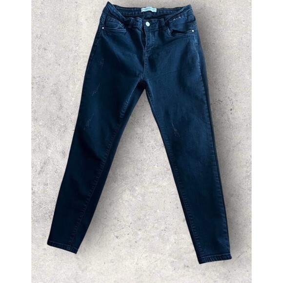 Kalowa Jeans Size 9/10 Premium Collection Stretch Black Distressed Skinny Jeans - Picture 4 of 6